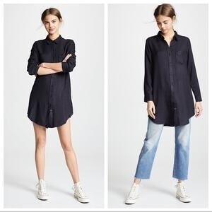 Rails Bianca Shirtdress In Charcoal Shadow Size XS NWT Front Button Long Sleeves